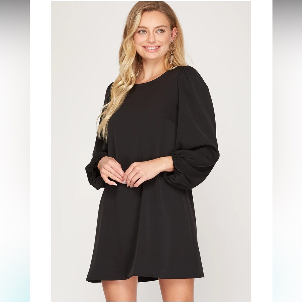 She & Sky Long Sleeve Black Occasion Party Casual Lined Dress Size Small